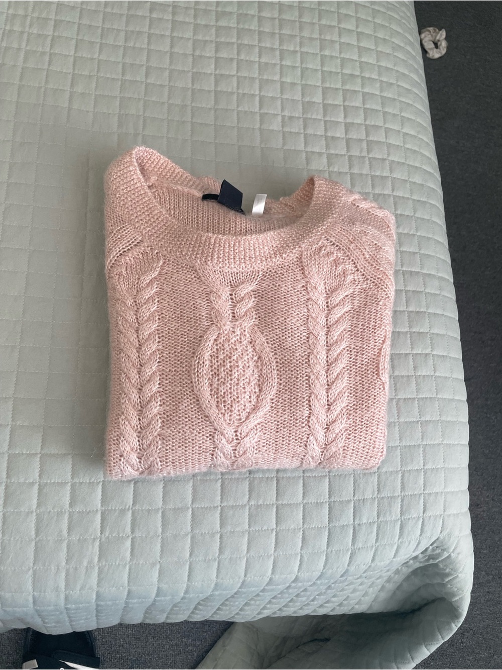H&M Pale Pink Mohair Blend Cable Knit Sweater - Size S - Picture 3 of 10